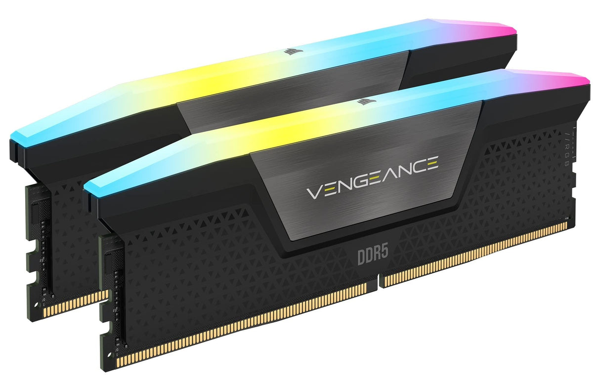 Corsair VENGEANCE RGB DDR5 32GB (2x16GB) 7000MHz C34 Kit de Memoria Optimizada Intel Para Equipos de Sobremesa - Iluminación RGB Dinámica de Diez Zonas - Perfiles Intel® XMP 3.0 Personalizados - Negro