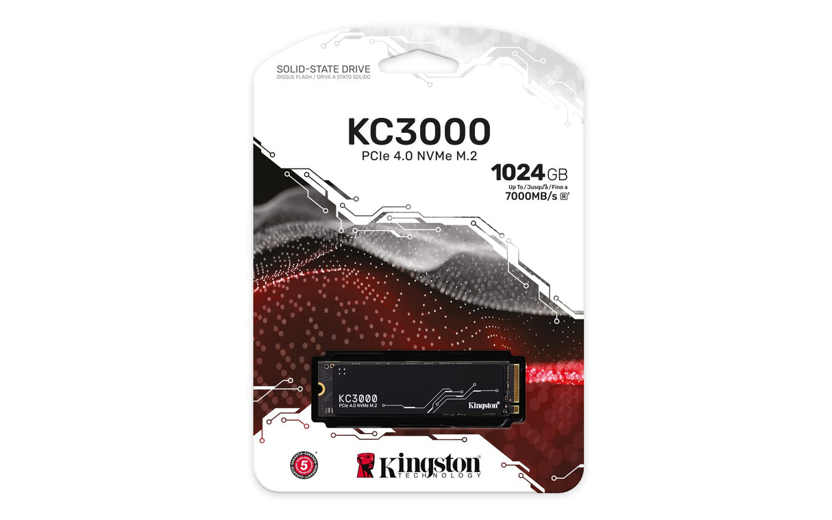 Kingston KC3000 PCIe 4.0 NVMe M.2 SSD - Almacenamiento de alto rendimiento para equipos de sobremesa y portátiles -SKC3000S/1024G