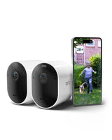 Arlo Pro 5 Camara de Vigilancia WiFi Exterior 2K, Camara Vigilancia WiFi Interior, Sensor de Movimiento, Alarmas para Casa, Visión Nocturna Color, Prueba Secure Incluida, 2 Cámaras, Blancas