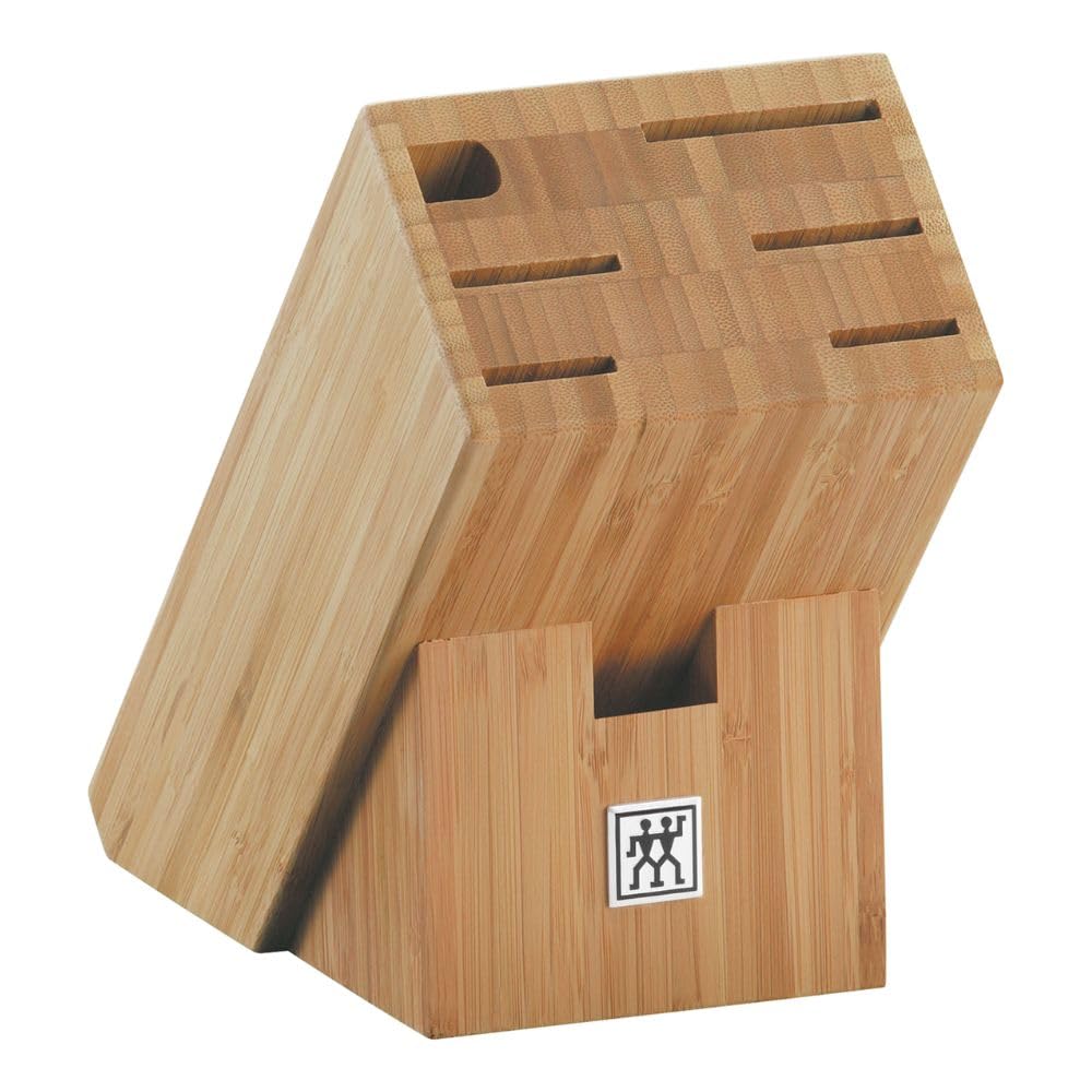 ZWILLING Bloque de cuchillos, 7 piezas, Bloque de bambú, Cuchillos con mango especial de acero inoxidable/plástico, Twin Pollux