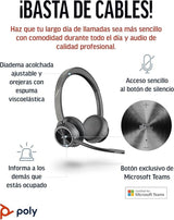Auriculares inalámbricos Poly Voyager 4320 UC - Audífonos estéreo con micrófono de brazo con cancelación de ruido - Conexión Bluetooth a PC/teléfono móvil - Funciona: Teams (certificado), Zoom y más