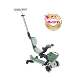 Globber GO•UP Baby 360 Lights - Patinete escalable de 3 Ruedas con Asiento y Respaldo para niños de 15 Meses a 6 años, Verde Salvia