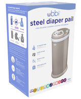 Ubbi Cubo de pañales de acero con bloqueo de olor, no requiere bolsa especial, ahorro de dinero, galardonado, cubo de pañales imprescindible de diseño moderno, color gris pardo