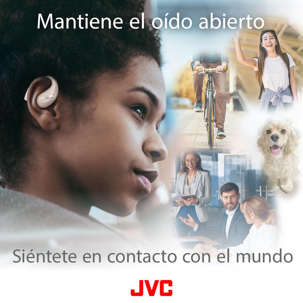 JVC Auriculares inalámbricos Deportivos 38h de Batería, Sonido, Oido Abierto, Resistentes al Agua IPX4, Doble Micro, Ideales para el Deporte, Cascos para Correr