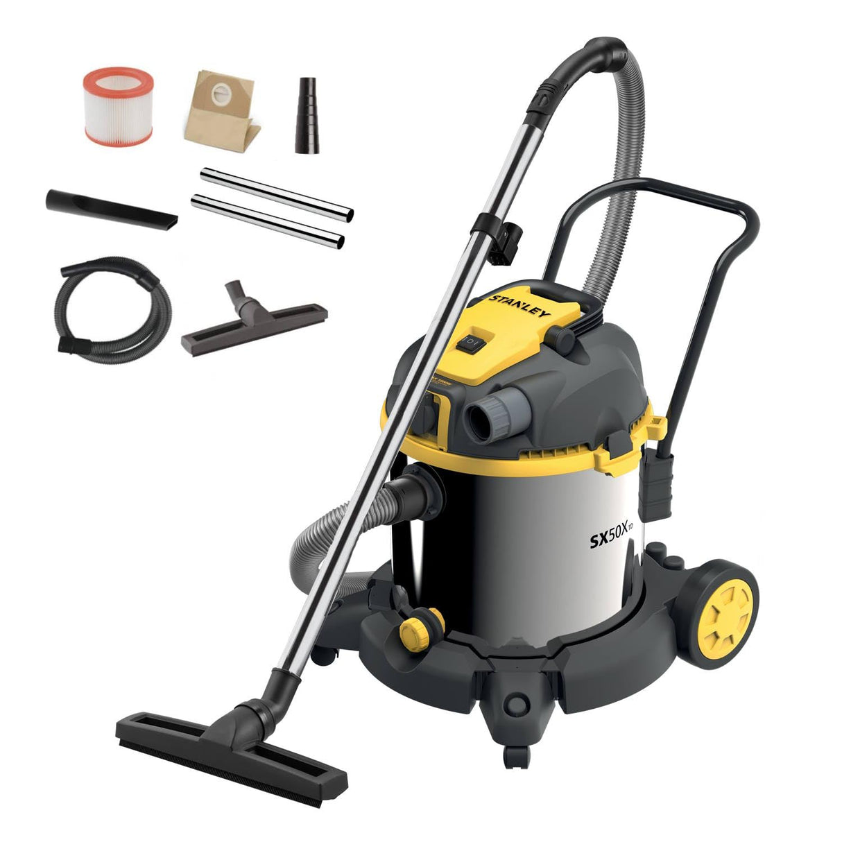 STANLEY SXVC50XTDE Aspirador Multiuso de sólidos y líquidos con Toma para Herramientas eléctricas integrada (1600 W, 50 l)