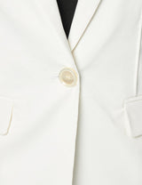 Pinko Ghera-Chaqueta de Lino elástico con botón Efecto nácar Blazer, Z07_Blanco Seda, 44 para Mujer