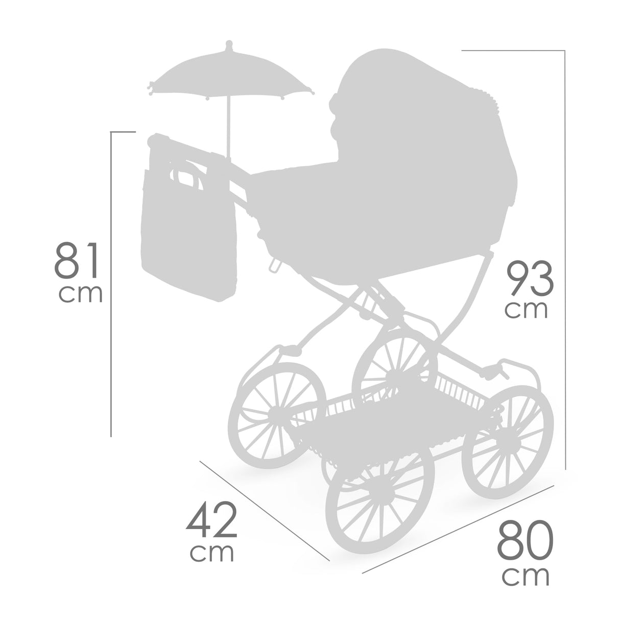 Carro de Muñecas Sophie Plegable con Sombrilla DeCuevas 81075