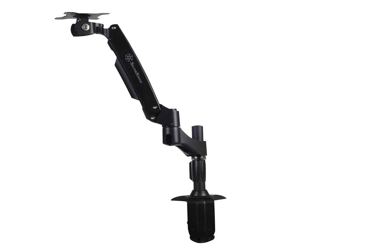 SilverStone SST-ARM11BC - Bracket para montaje de un brazo para monitor LCD LED, Ajustable, con rotación de 360º, brazo basculante arriba/abajo 90º,izquierda/derecha 90º & 180º Max VESA100x100,negro