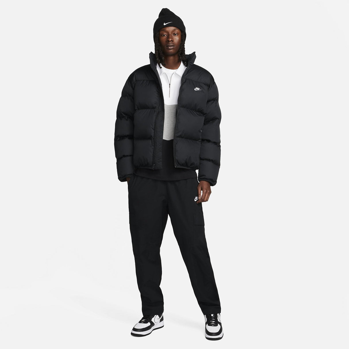 Nike FB7368-010 M NK TF CLUB PUFFER JKT Jacket Hombre BLACK/WHITE Tamaño L