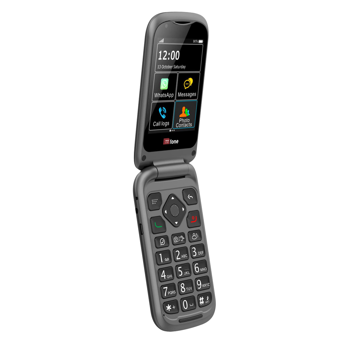 TTfone TT970 Whatsapp 4G Pantalla Táctil Teléfono de tapita y Botones Grandes – con Cámara de 8MP y Botón de Asistencia de Emergencia, Compatible con Audífonos y – Fácil y Simple de Usar (Solo)