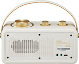 SANGEAN RA-101 Ivory Gold.Altavoz portátil con diseño Retro de Madera y Piel sintética. Bluetooth 5.0. Autonomía 19 Horas con una Carga Completa. AUX-in para Fuentes de Audio externas.