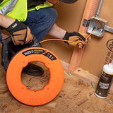 Klein Tools Cinta de pescado, extractor de alambre de fibra de vidrio con líder de acero en espiral, carcasa optimizada y mango, 15 m 56350