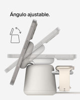 Belkin BoostCharge Pro Cargador inalámbrico 2 en 1 con Qi2 de 15 W, estación de Carga con MagSafe para iPhone Series 16, 15, 14, 13 y 12, Apple Watch, AirPods y Otros, Fuente de alimentación, Beis
