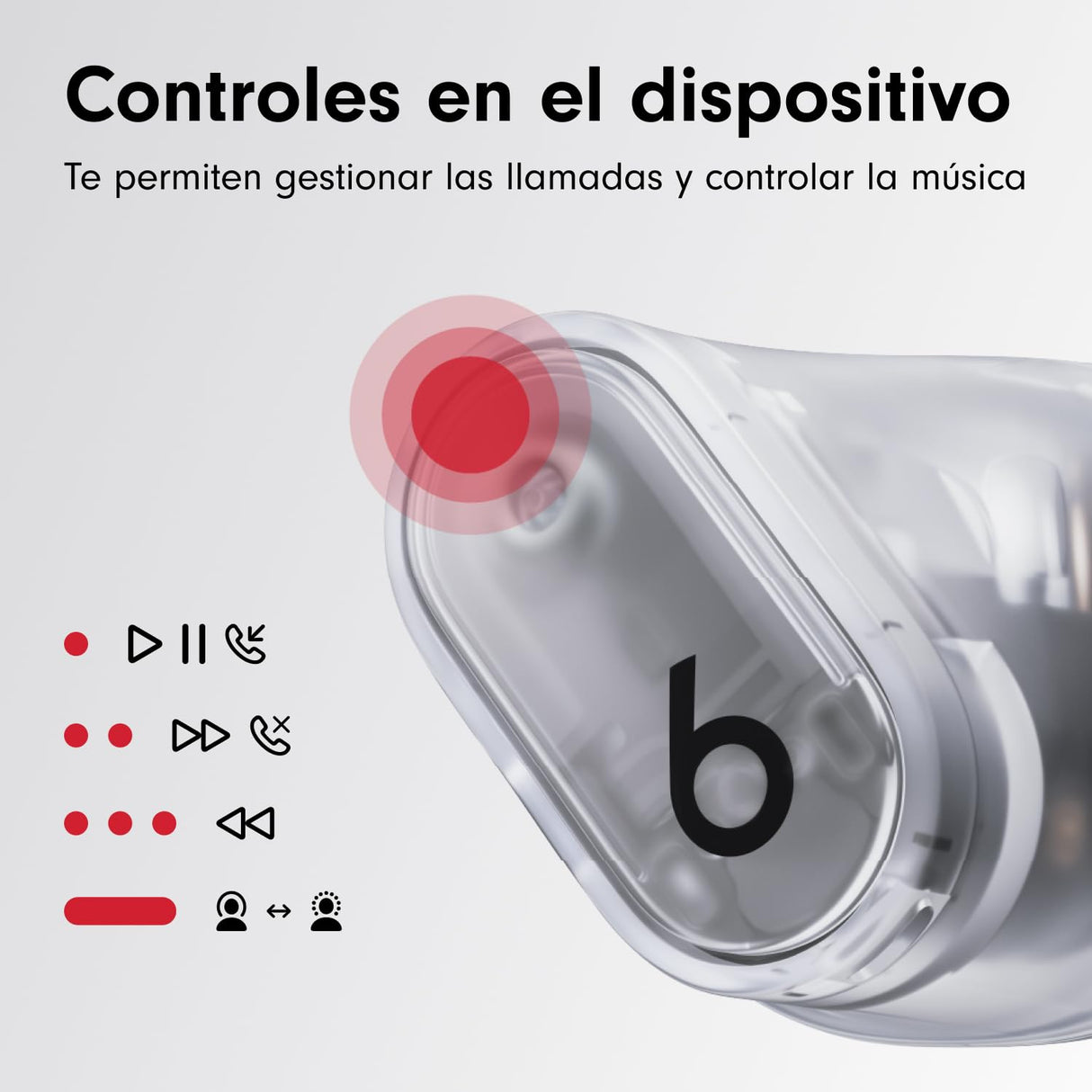 Beats Studio Buds + | Auriculares Totalmente inalámbricos con cancelación de Ruido, Mejor compatibilidad con Apple y Android, micrófono Integrado, Bluetooth, Resistencia al Sudor - Transparente