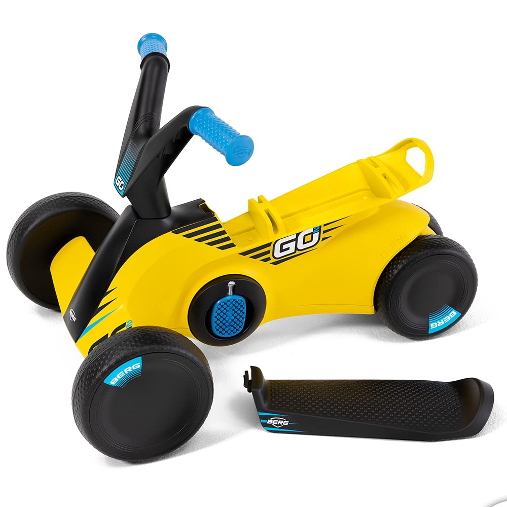 BERG Toys GO2 - Go Kart 2 en 1 2 en 1 para bebés y niños pequeños, para Interiores y Exteriores, 4 Ruedas, Juguete para niños de 10 a 30 Meses, Amarillo