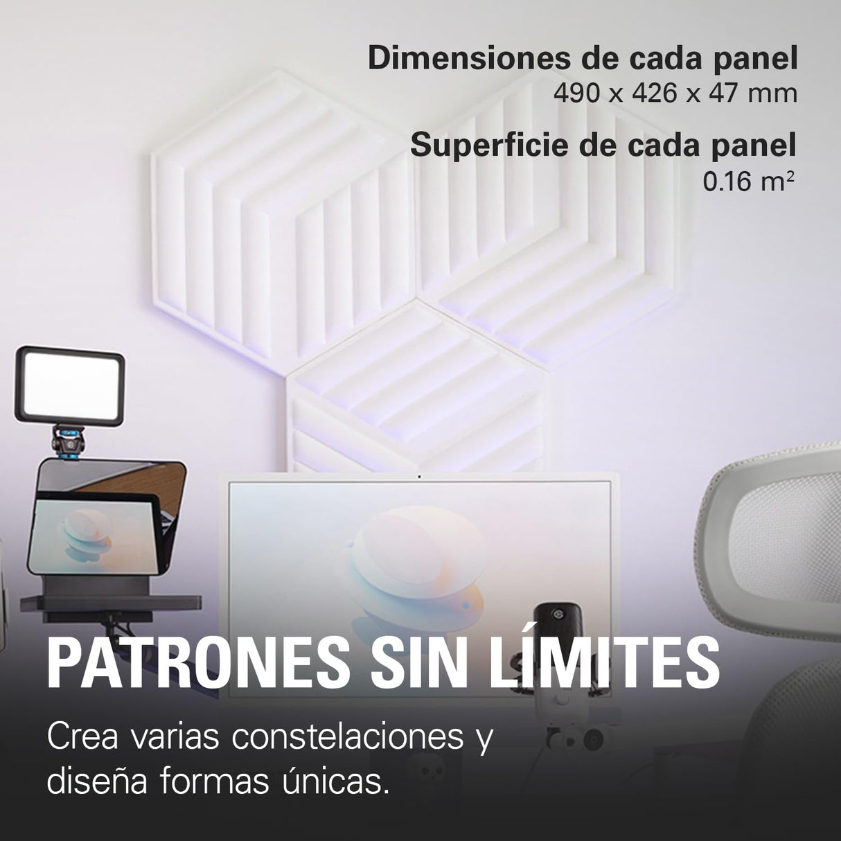 Elgato Wave Panels Starter Set (Blanco) - 6 Paneles de Tratamiento acústico, Espuma de Dos densidades, Marcos EasyClick patentados, diseño Modular, fáciles de Instalar y Quitar
