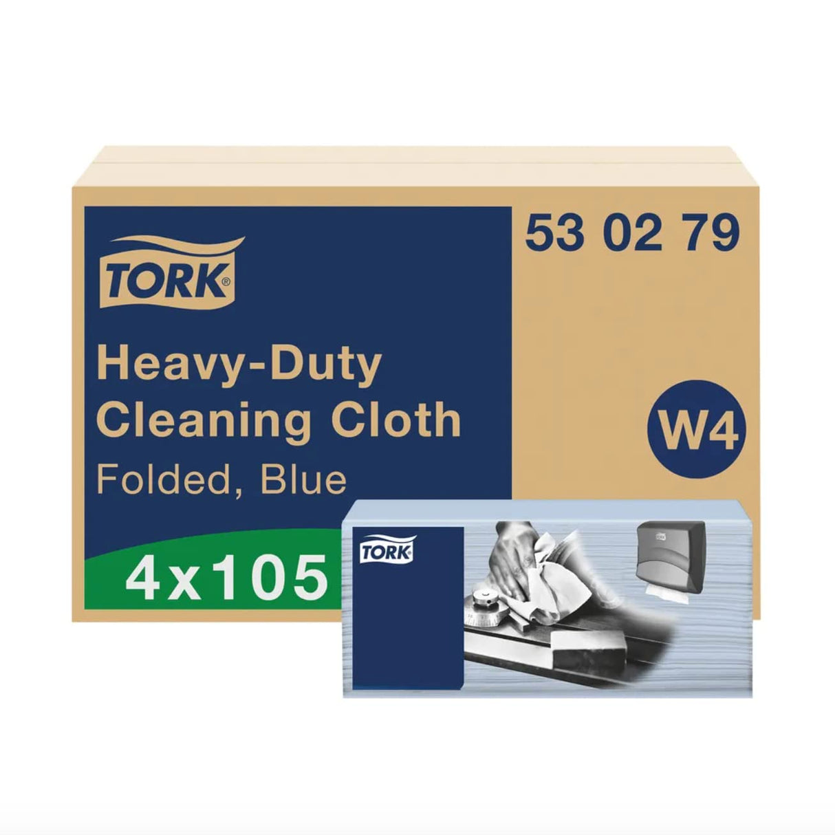 Tork Toallitas de limpieza extra fuertes azules W4, fuertes y absorbentes, 5 × 105 toallitas, 530279