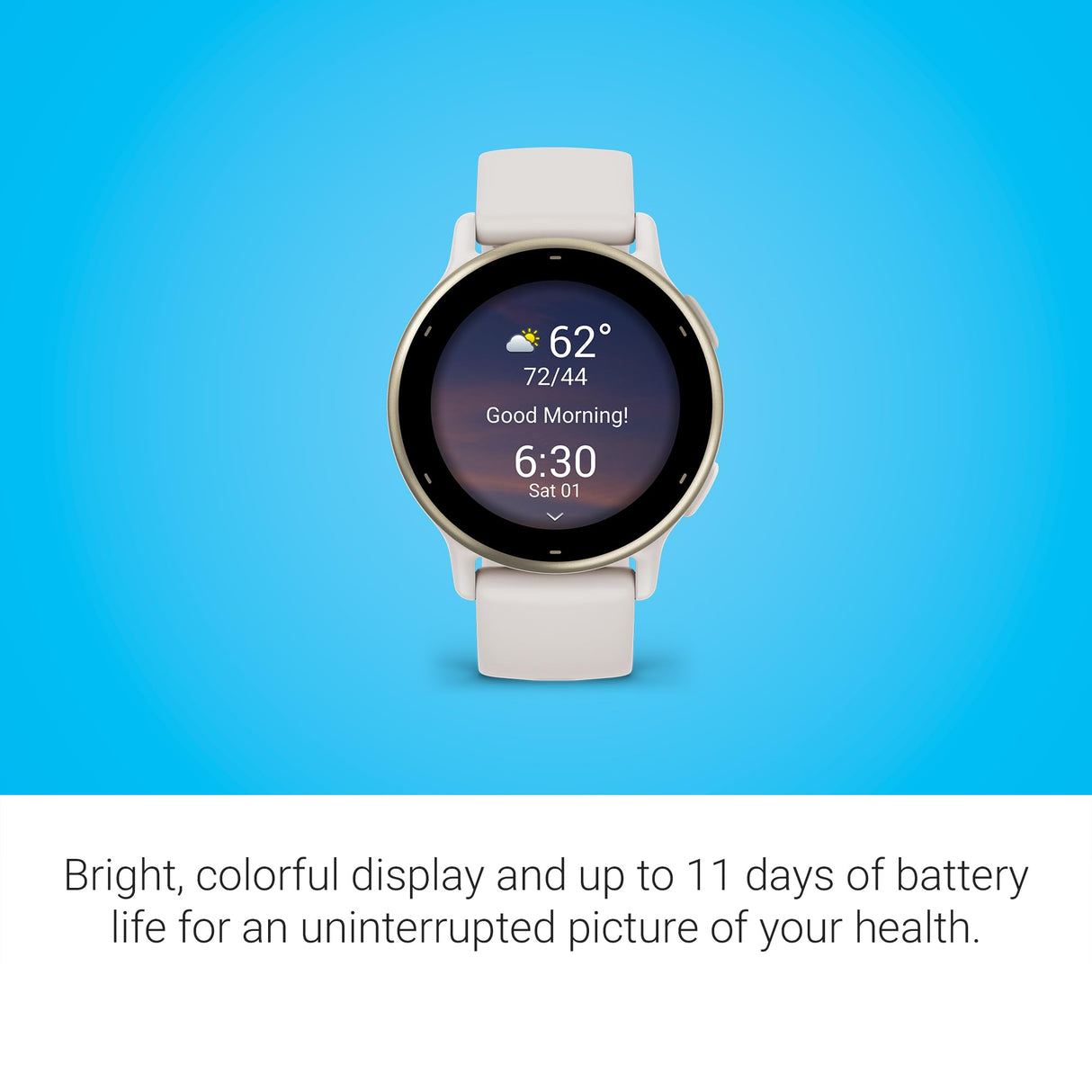 Garmin Vívoactive 5, Smartwatch con GPS, Pantalla AMOLED, Funciones Esenciales de Salud y Forma física y hasta 11 días de autonomía, Blanco