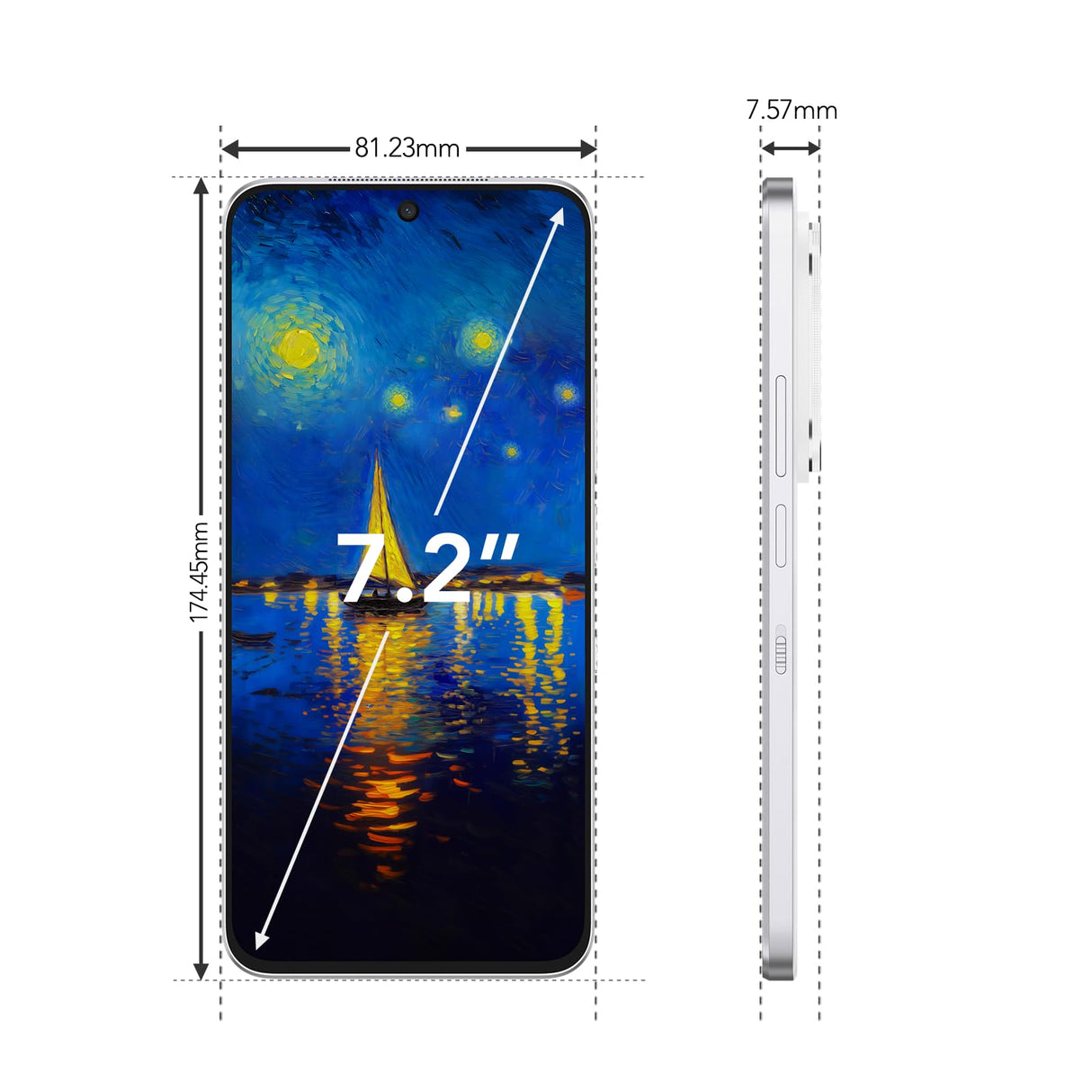 TCL NXTPAPER 60 Ultra 5G, Pantalla FHD+ de 7,2 Pulgadas, 12 GB de RAM + 256 GB de ROM, teléfono con protección Ocular, Color Lunar White.