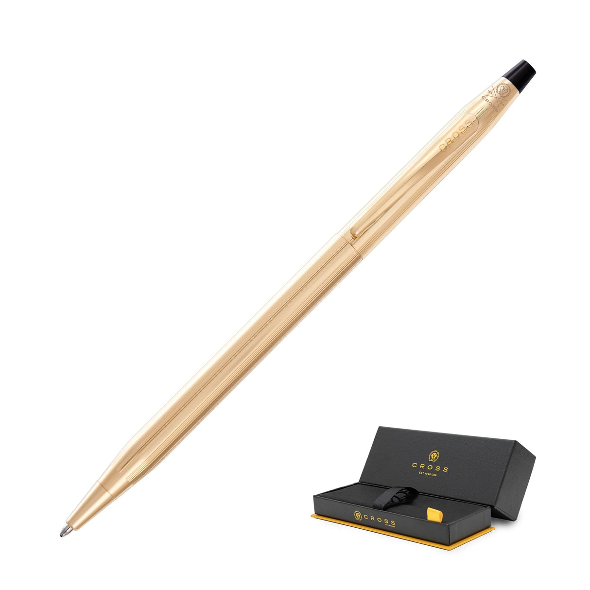CROSS Classic Century - Bolígrafo recargable de metal de acción giratoria de edición limitada con citas chapadas en oro de 23 quilates, bolígrafo mediano, incluye caja de regalo premium y cartucho