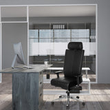 hjh OFFICE 608600 Silla de Oficina Pro-Tec XXL Cuero Negro, Silla giratoria, para Personas Altas, cargable hasta 150 kg