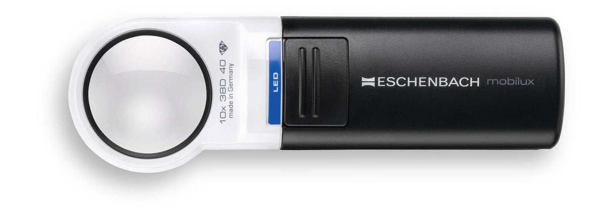 Eschenbach HandyuxLED - Lupa de Mano con iluminación LED (10 aumentos, diámetro de la Lente: 35 mm)