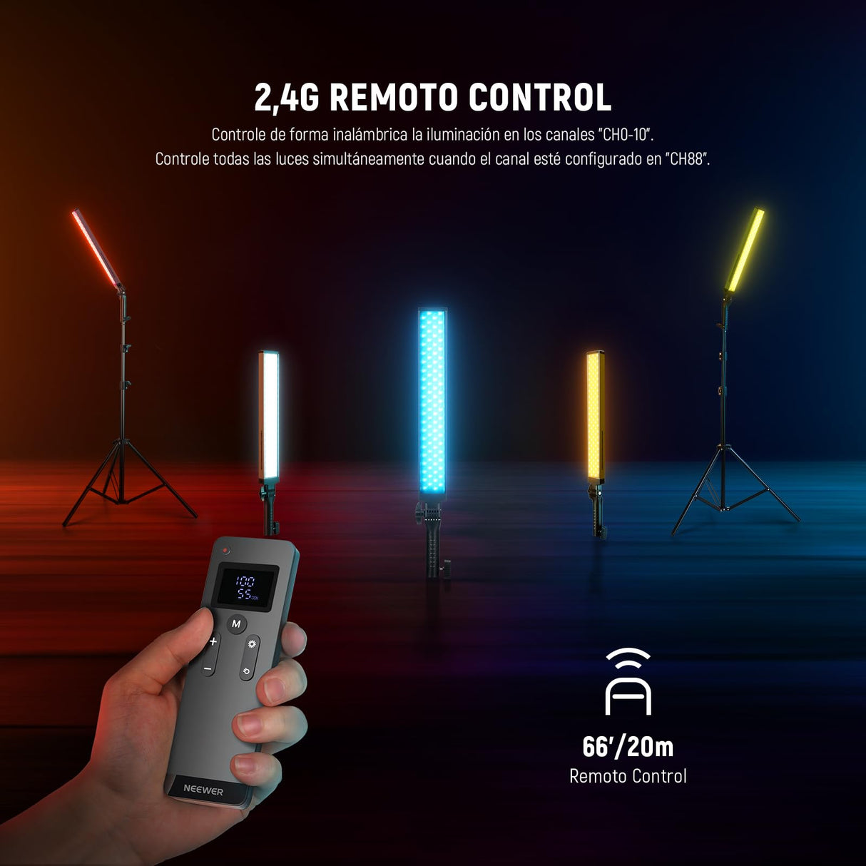 NEEWER Barra de Luz de Vídeo LED Mejorada y Kit de Control Remoto 2,4G, 2 Paquete de Luces Regulables 3200K ~ 5600K CRI97+ con Soportes/Filtros/Bolsa para Youtube Vídeo Fotografía Juegos, BH20B ULTRA