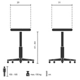 hjh OFFICE 830010 Silla de Trabajo Top Work 32 Espuma Duro Negro Bastidor metálico Estable Asiento inclinable, Talla única