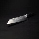 KOTAI | Cuchillo Bunka Santoku | Hoja de 17cm | Cuchillo multiusos | Afilado y forjado a mano | Acero inoxidable japonés ultra afilado 440C | Mango de madera de ébano | Tang oculto completo