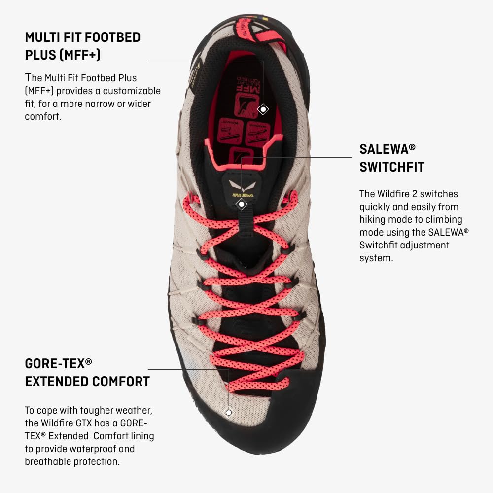 SALEWA Wildfire 2 Gore-Tex Zapatilla Mujer, Multicolor Oatmeal Black, 38 EU