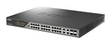 D-Link Switch Smart 28 Puertos Gigabit PoE (24 x 1000Base-T y 2 x SFP Gigabit), PoE++, Long Range PoE (hasta 250m), 518W PoE Budget, Interfaz Web dedicada a videovigilancia IP, VLAN, QoS, ERPS, ONVIF