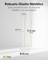 goobay Soporte para Altavoces Sonos Era 100, Capacidad de Carga de 3 K, gestión de Cables, 71,5 cm de Altura, Blanco, 71983