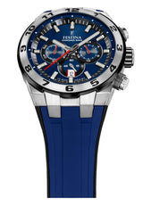 Festina Reloj Hombre F20671/1 Chrono Bike Caja de Acero Inoxidable 316l Plateado Correa de Caucho Azul