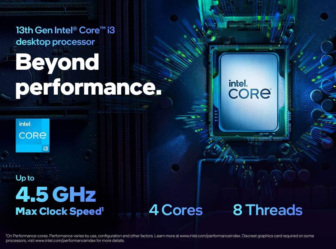 Intel® Core™ i3-13100, procesador para Equipos de sobremesa, 4 núcleos (4 P-Cores + 0 E-Cores) 12 MB de caché, hasta 4,5 GHz