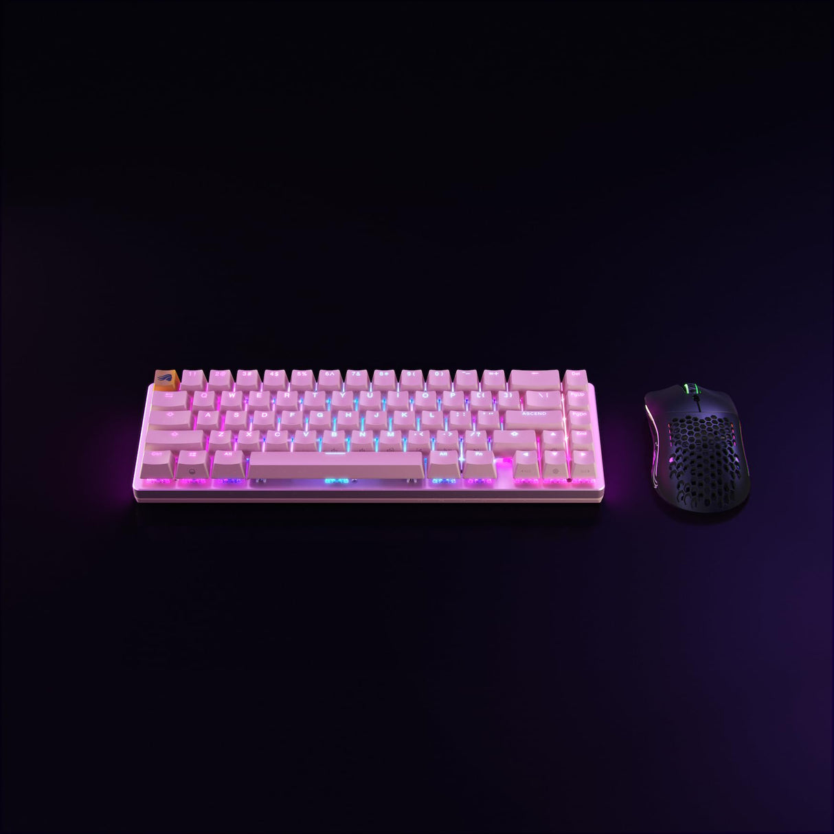 Glorious Gaming GMMK 2 Compact 65% - Teclado gaming mecánico, compacto TKL 65%, carcasa de aluminio, personalizable, keycaps dobles, switches Fox, RGB, distribuciones QWERTY estadounidense - Rosa
