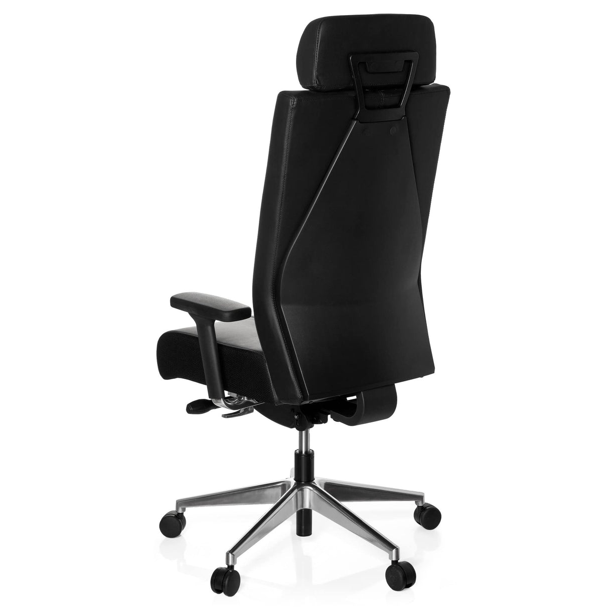 hjh OFFICE 608600 Silla de Oficina Pro-Tec XXL Cuero Negro, Silla giratoria, para Personas Altas, cargable hasta 150 kg