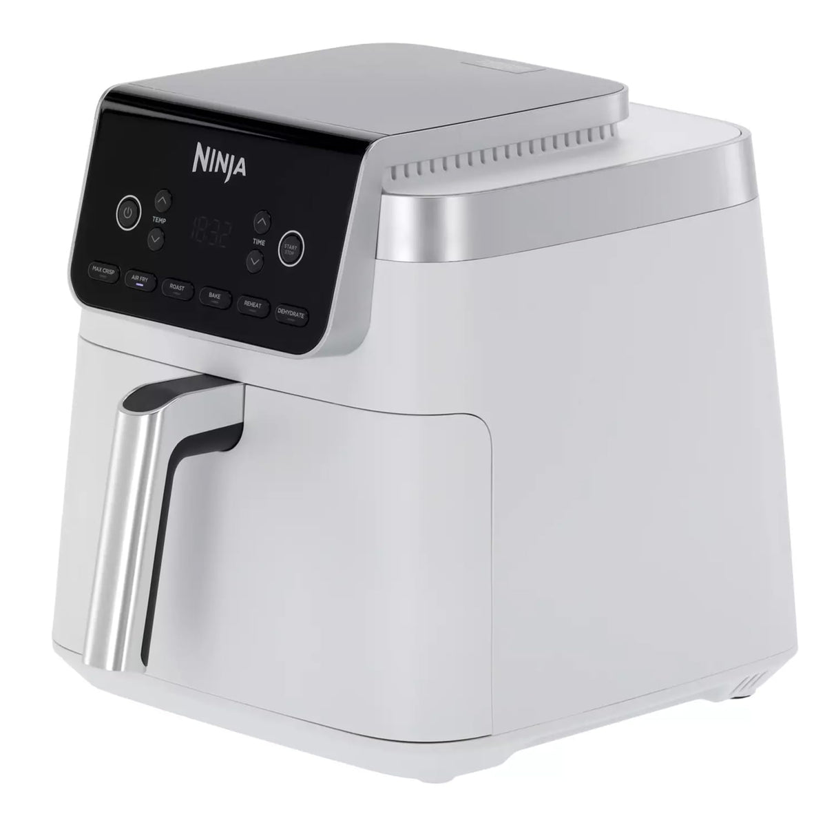 Ninja Air Fryer MAX PRO, 6.2L, sin aceite, cajón grande, asado, cocinar, freír, familiar, digital, cesta y placa de cocción compatibles con lavavajillas, blanco AF180EUWH