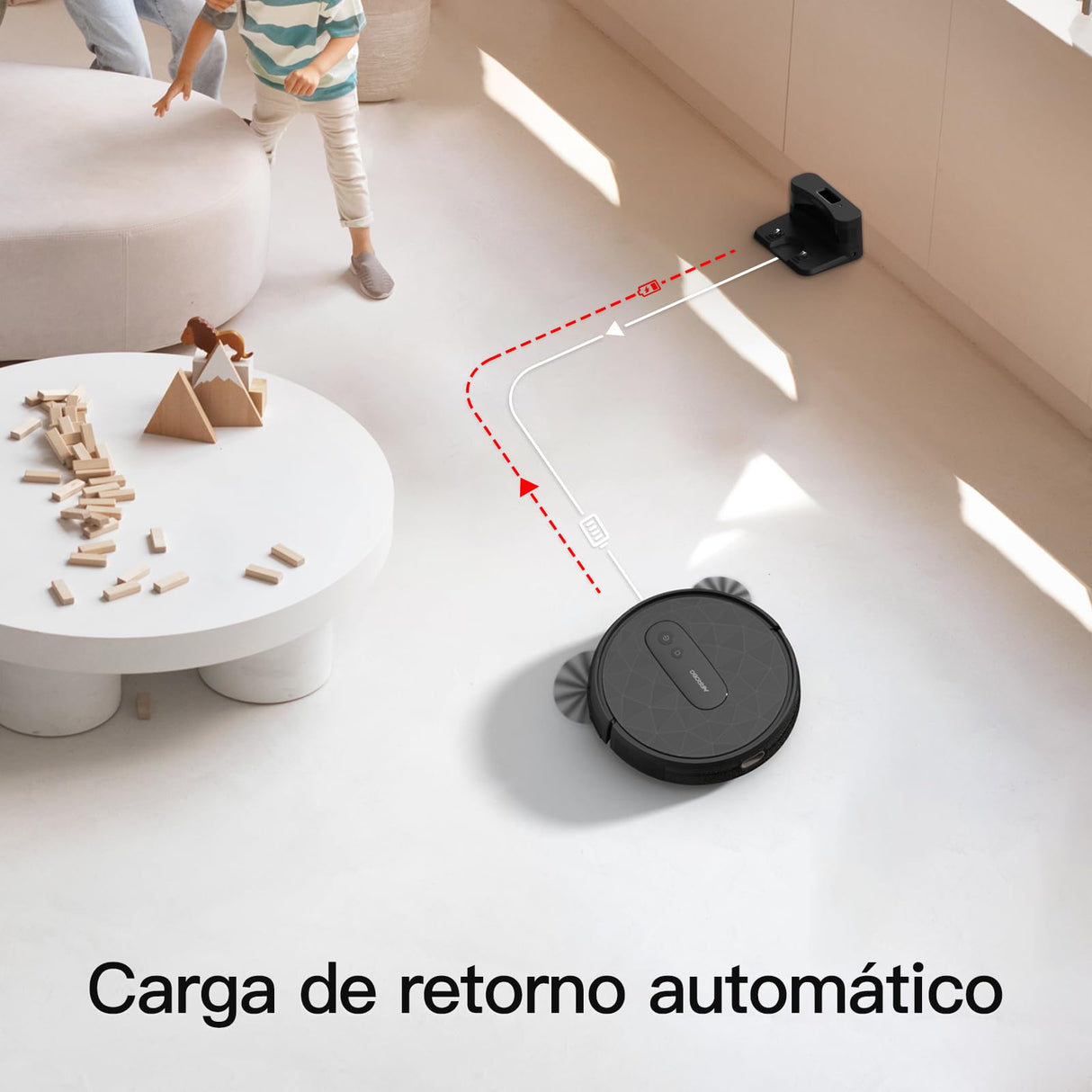 AIRROBO P20 Robot Aspirador, Succión 2800Pa Aspiradora Automática, Limpieza Zig-Za, Autonomía 120 Minutos, Control App/WiFi, para Pelo de Mascotas y Suelos Duros, Equipado con estación de Carga