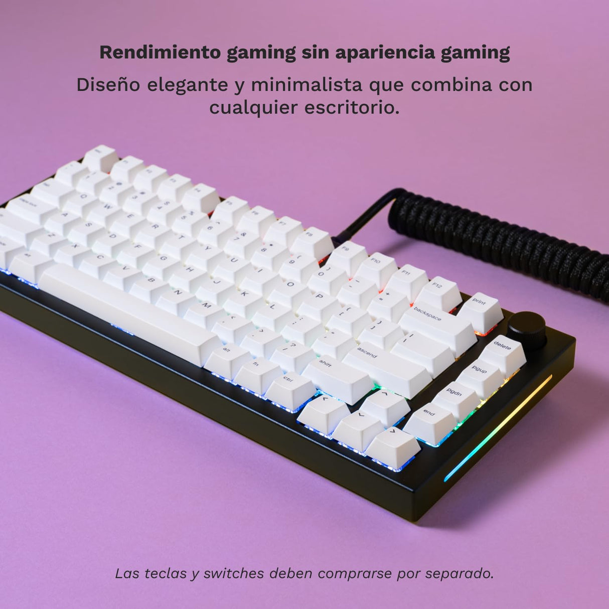 Glorious Gaming GMMK PRO 75% Barebones (solo carcasa) - Teclado gaming mecánico modular, TKL, carcasa de 1,5 kg, RGB, personalizable, switches de 5 pines, distribuciones internacional / ISO - Negro