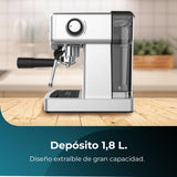 Cecotec Cafetera Express Barista Power Espresso 20 Barista Mini. 1465 W, 20 Bares, Manometro y ThermoblocK, Vaporizador Orientable y Brazo con Doble Salida, 1,8 L de Capacidad