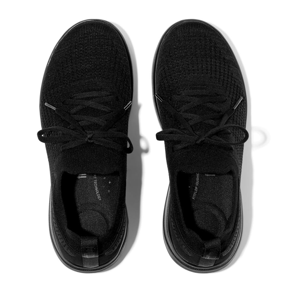 Fitflop Super-q Knit Slip-on Laced Sneakers, Zapatillas Mujer, Black, 38 EU