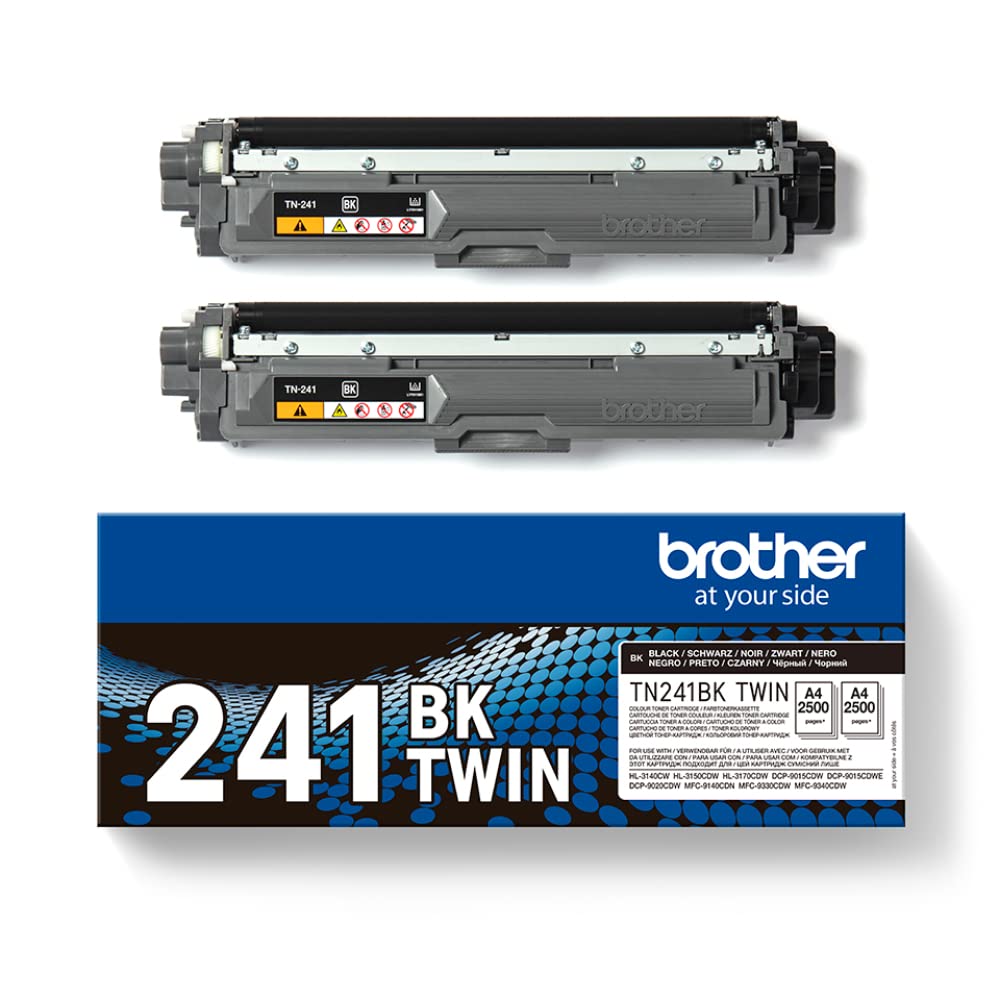 Brother TN241BKTWIN Pack de 2 tóner color negro, Para las imrpesoras HL3140CW, HL3150CDW, HL3170CDW, DCP9015CDW, DCP9020CDW, MFC9140CDN, MFC9330CDW, MFC9340CDW