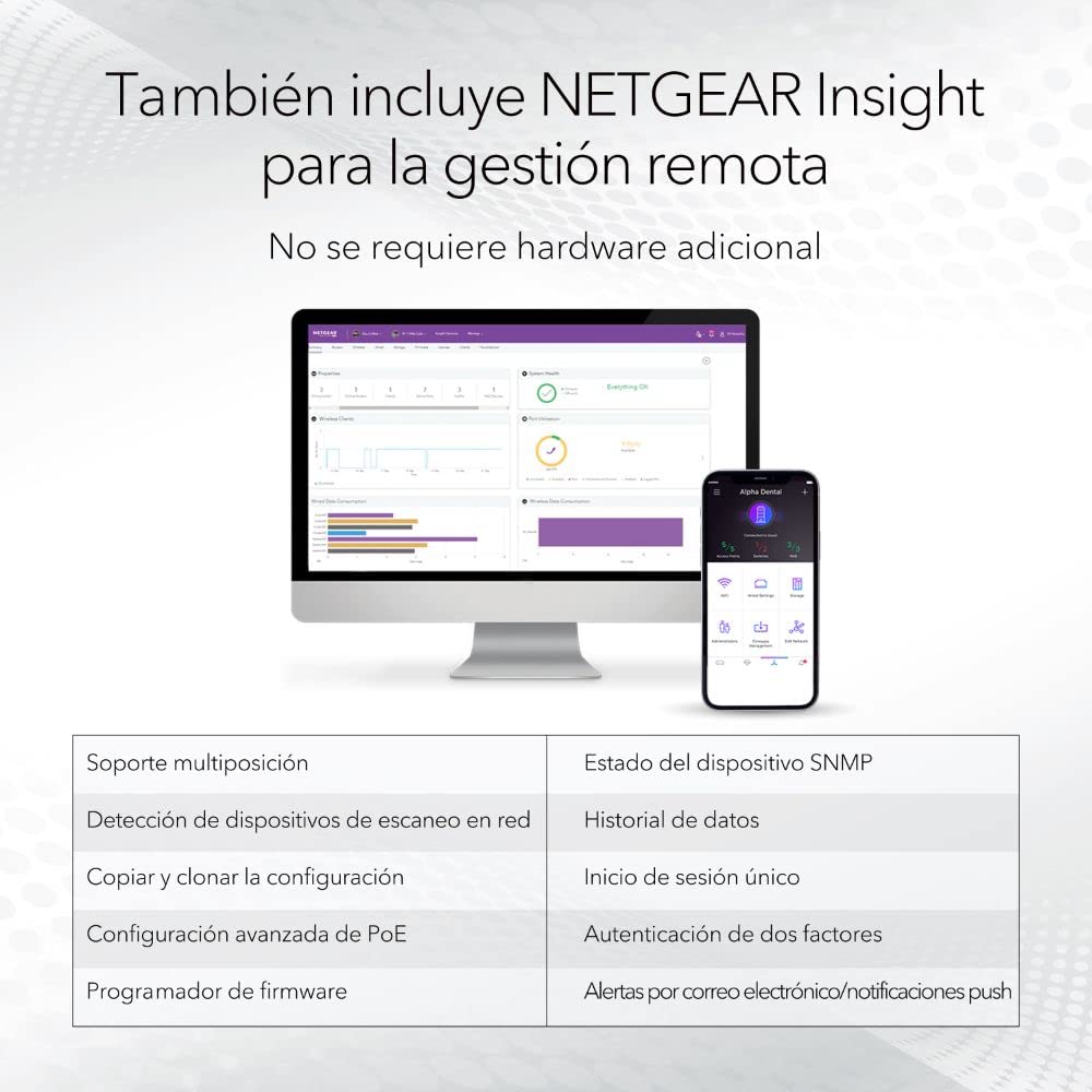 NETGEAR Switch PoE Gigabit Ethernet Smart de 10 Puertos GS110TP |Gestionado con 8X PoE+ a 55W, 2X 1G SFP |Gestión Insight Opcional |Montaje de sobremesa o Pared
