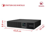 Atlantis A03-OP2002-RC UPS Online - Sistema de alimentación ininterrumpida con Doble conversión Onda sinusoidal Pura 2000 VA 1350 W, Servidor Convertible, Pantalla LCD, USB, Serie RS-232, 8 Salidas