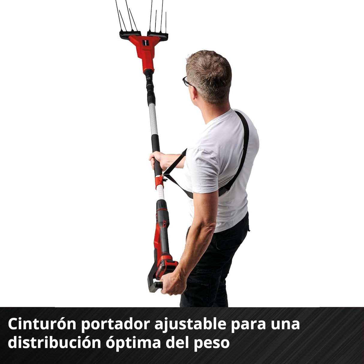 Einhell Vareador de aceitunas con batería GE-FS 18/53 Li-Solo Power X-Change (18 V, 53 cm de anchura de trabajo, 310 cm de longitud total, telescópico, dientes intercambiables, sin batería)