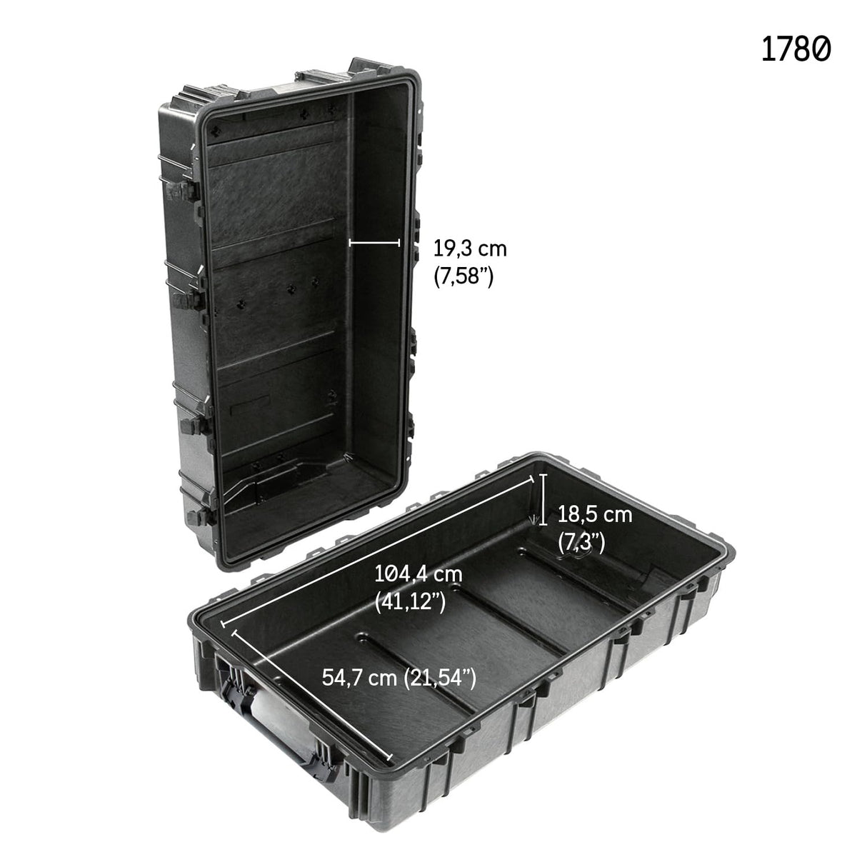 PELI 1780 contenedor de transporte profesional extremadamente resistente, IP67 estanco e impermeable al polvo, 216L de capacidad, fabricado en EE.UU., sin espuma, color negro