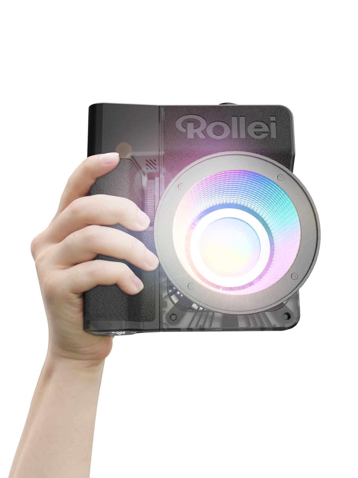 Luz Video, Rollei Lux 100W RGB Foco Vídeo Profesional con 71 WH Empuñadura Batería, Iluminación Continua DC/Tipo C con Candela App para Filmación Entrevista Transmisión, Luz-Video-Foco-LED-Fotografia