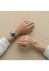 Skagen Reloj Sundby Titanium para Hombre, movimiento de cuarzo a tres agujas con Correa de Acero Inoxidable o piel, 37 mm, Gris Y Azul