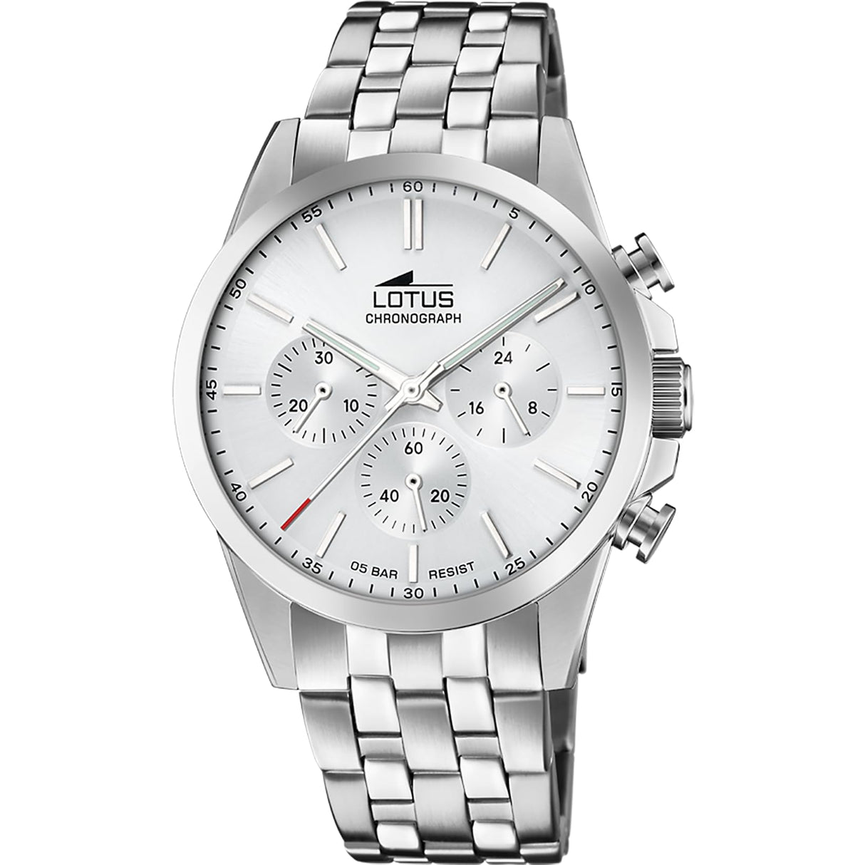 Lotus Reloj Hombre 18989/1 Chrono Caja de Acero Inoxidable 316l Plateado Correa de Acero Inoxidable 316l Plateado