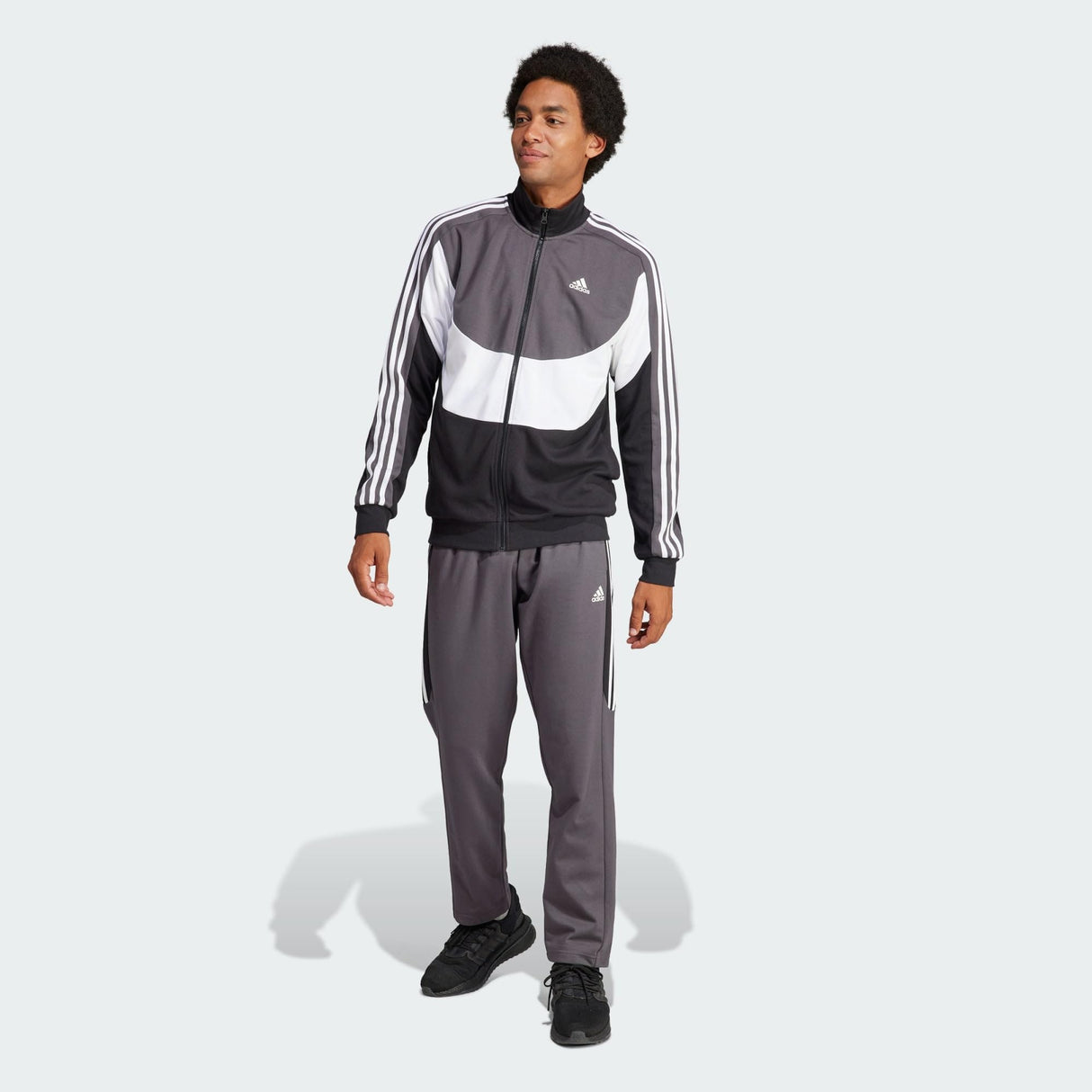 adidas Hombre Colorblock Track Suit, Black/White/Grey Six, S